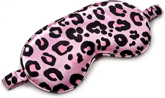 2 Pack Sleep Mask,Silk Eye Mask for Night Sleeping Office Travel, Blindfold with Adjustable Strap for Men Women (Pink Leopard)