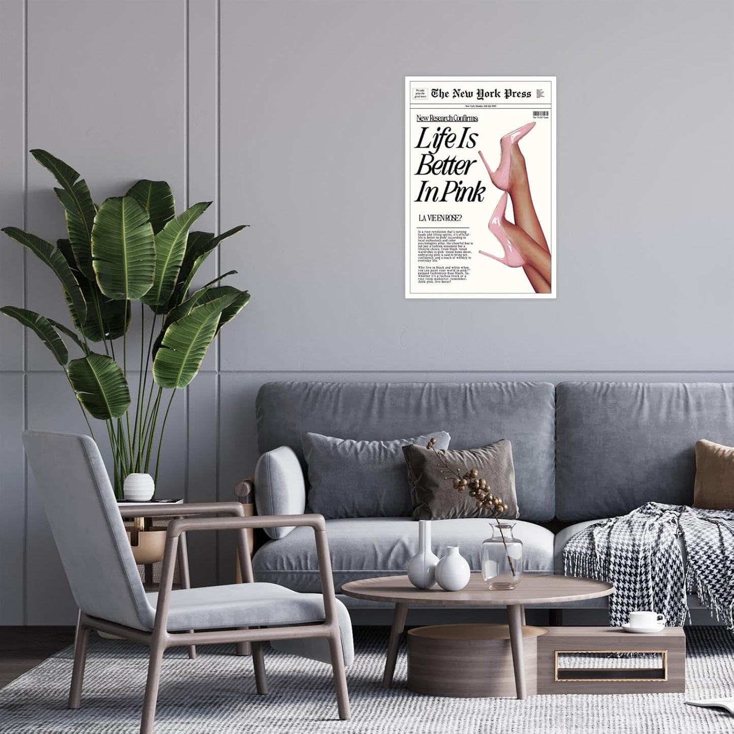 Trendy Baby Pink Poster Funny 70s Posters The New York Press Wall Art Life Is Better in Pink Hot Girl Canvas Prints Preppy Aesthetic Decor for Cool Girly Bedroom Room Home Dorm 8x12inch Unframed