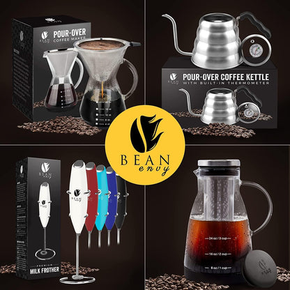 Bean Envy Milk Frother, Coffee Stirrers, Frother Wand, Milk Frother Handheld, Frother with stand, Hand Blender for Coffee, Lattes, Cappuccino, Matcha and Hot Chocolate – Kitchen Gifts - Pink