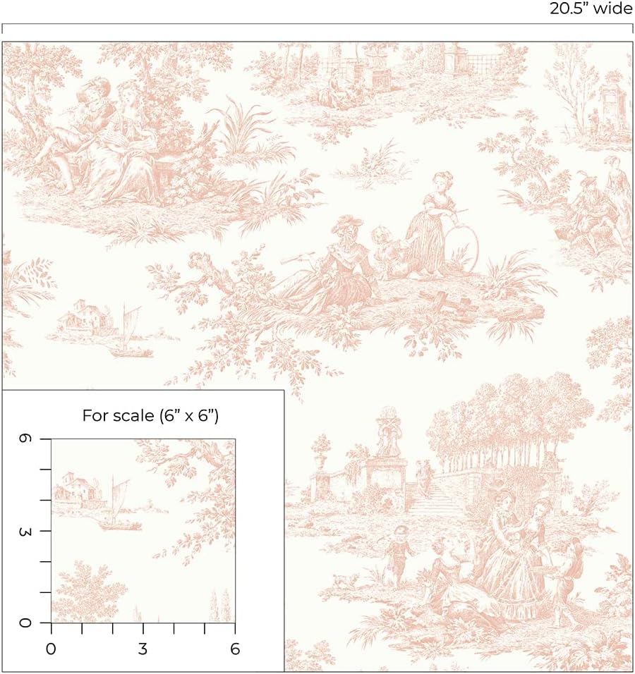 NextWall Chateau Toile Peel and Stick Wallpaper (Blush)
