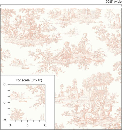 NextWall Chateau Toile Peel and Stick Wallpaper (Blush)