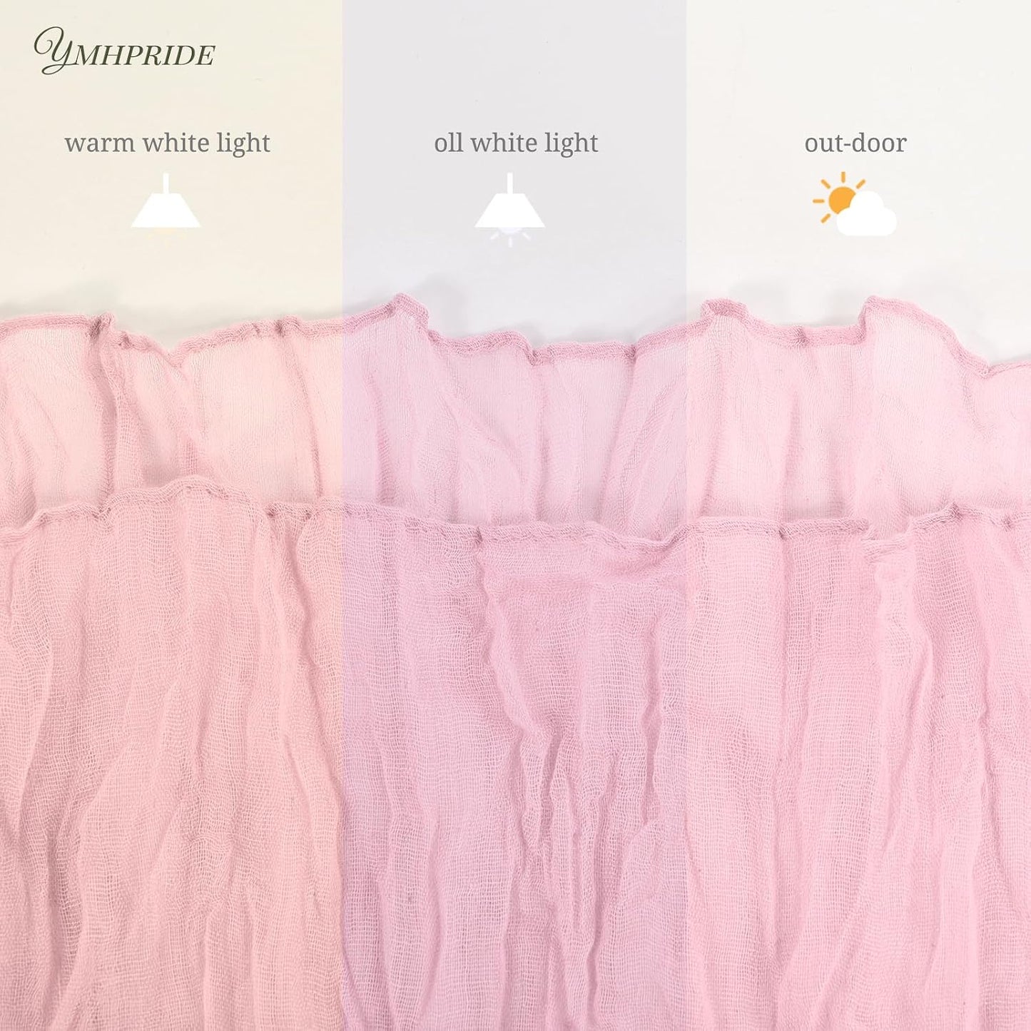 12 Pack Cheesecloth Table Runner 35 x 70 inch Long Boho Cheese Cloth Gauze Table Runners Semi Sheer Table Runner for Wedding Decor, Bridal Shower, Birthday Party (Light Pink)