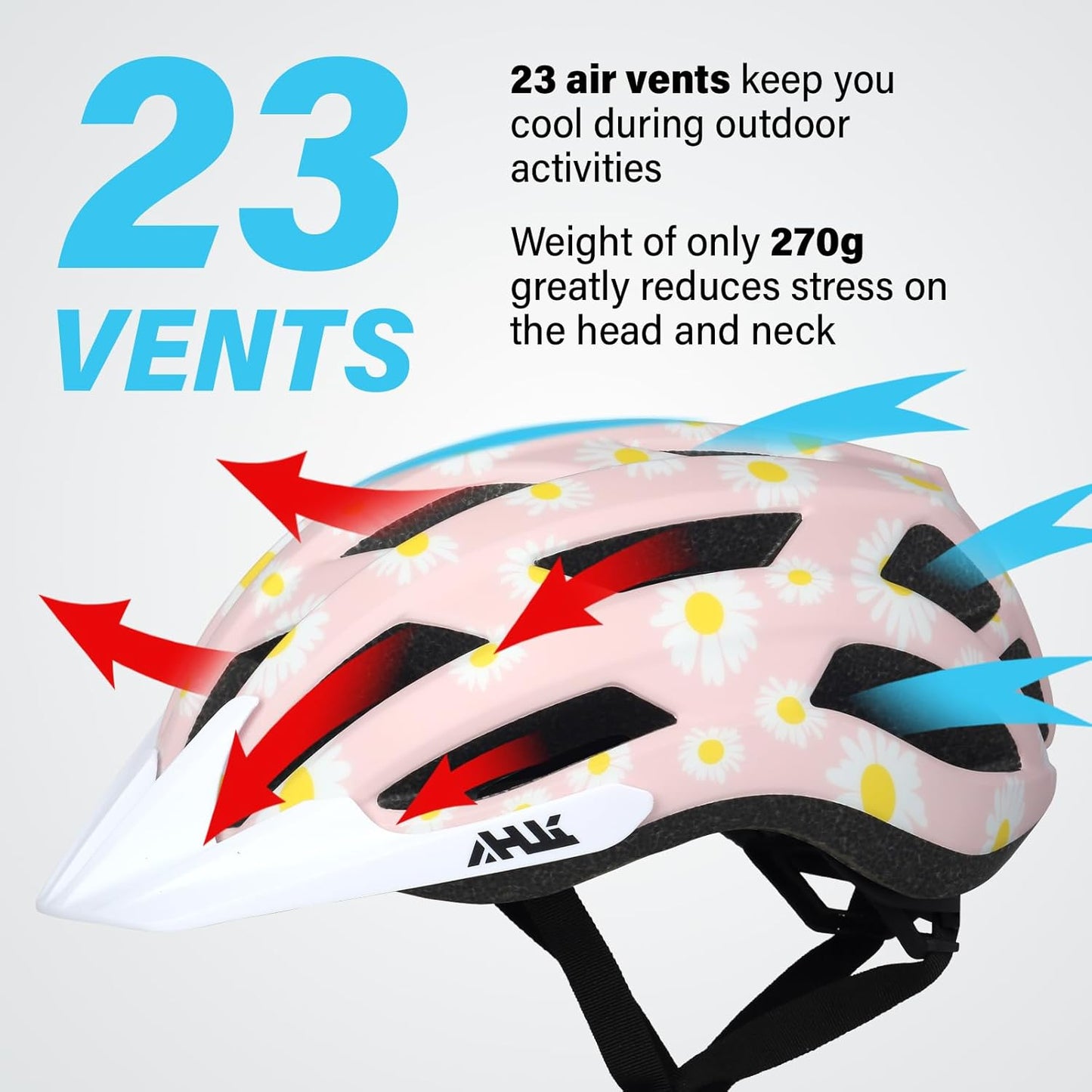 Youth Adult Road Bike Helmet, Men Women Adjustable Mountain Bicycle Helmet with Detachable Visor, 2 Sizes for Age 8-14+ Youth, Kids, Adult