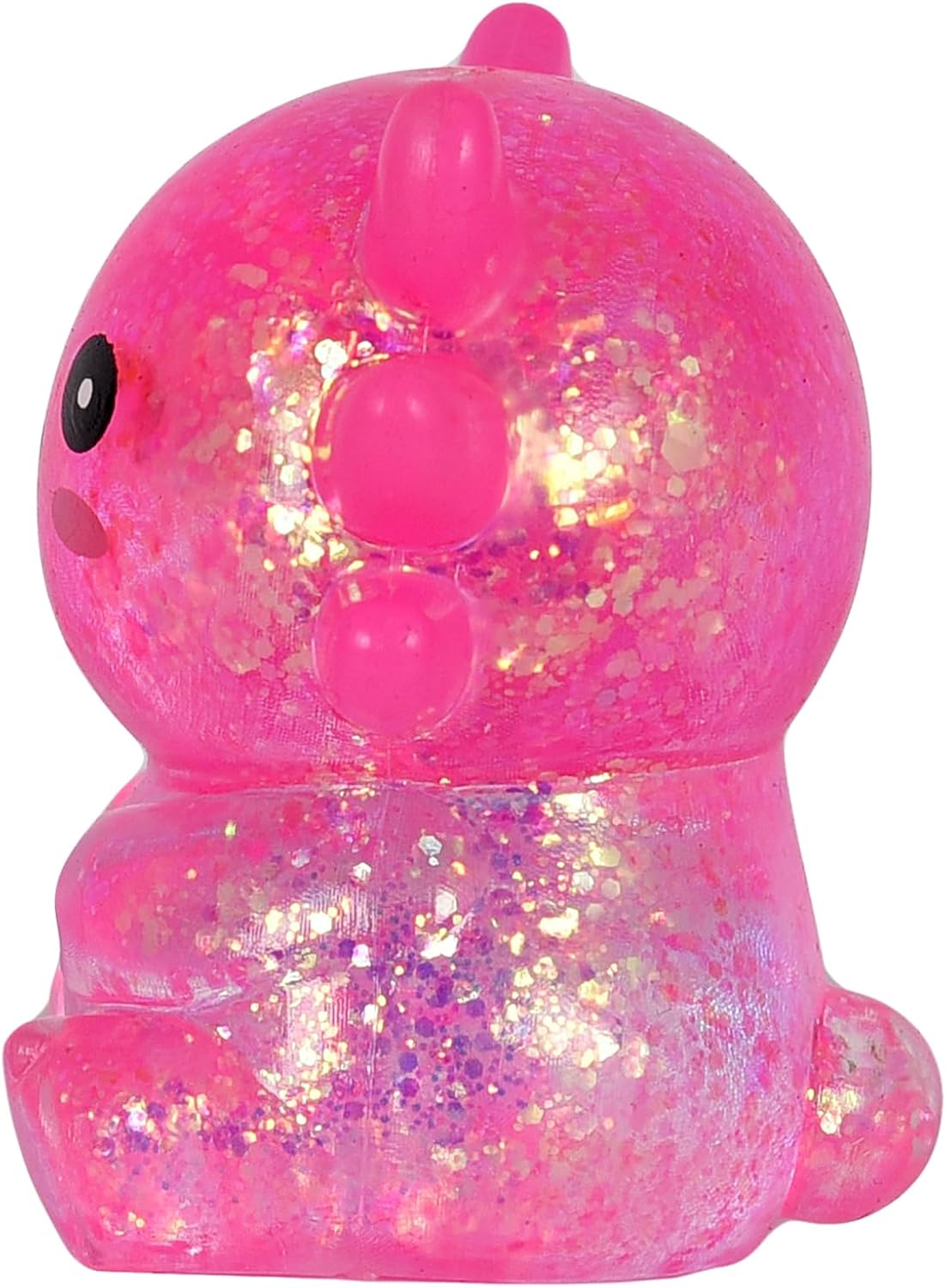 Axolotl Squishy Stress Relief Toy – Glitter Fidget Toy Cute Squeeze Toy for Kids & Adults, Sensory Anxiety Relief Squishy Toy, Party Favor Desk Fidget (Pink Sitting Style)