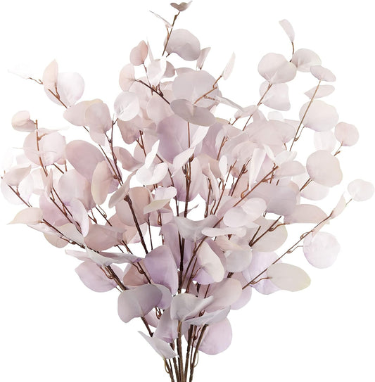 Blush Pink Eucalyptus Artificial Silk Leaves Realistic Looking for Centerpieces Fillers Bouquets Six Stems