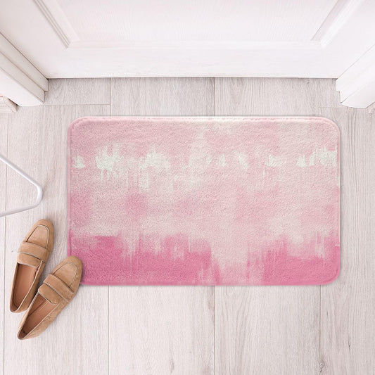 Feelyou Pink Abstract Stripe Bathroom Rugs Geometric Bath Mats Microfiber Modern Striped Art Bathroom Accessories Luxury Floor Doormats Non-Slip 20"x32" Soft