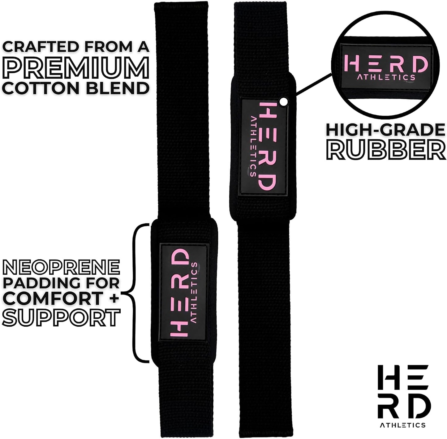 Lifting Wrist Straps – 23" Length x 1.5" Width – Padded Neoprene Cotton Straps for Weightlifting, Powerlifting, Functional Training, Strength Training & Deadlifts – Heavy Duty Grip Support