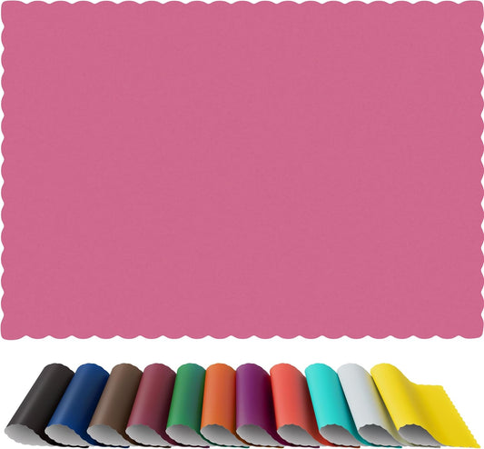 Paper Placemats - Disposable - Scalloped Edge (100, Pink)