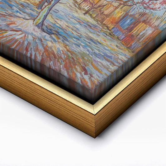 Poster Master Vintage Van Gogh Canvas - Pink Peach Tree in Blossom Print - Impressionism Art - Gift for Artist, Painter - Aesthetic Wall Decor for Living Room, Bedroom - 8x10 Gold Framed Canvas