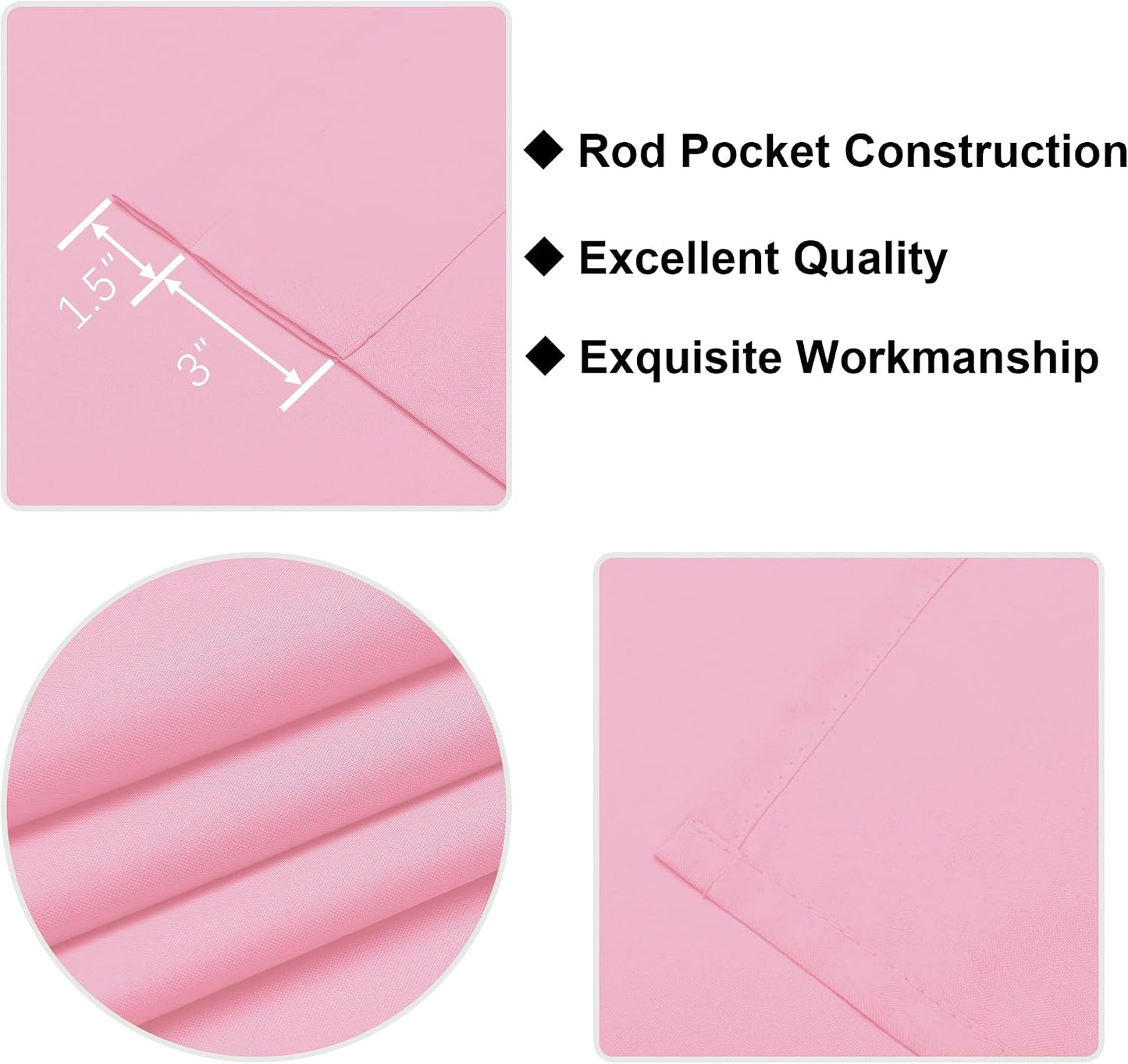 Hiasan Valance Curtains for Kitchen, Living Room, Basement, and Bathroom Windows, Small Window, Farmhouse Solid Short Topper, Short Rod Pocket Curtain Panels - 52 x 18 Inches, Light Pink, 1 Panel
