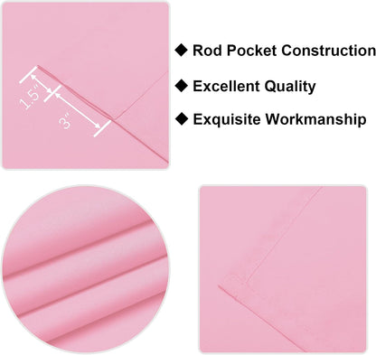 Hiasan Valance Curtains for Kitchen, Living Room, Basement, and Bathroom Windows, Small Window, Farmhouse Solid Short Topper, Short Rod Pocket Curtain Panels - 52 x 18 Inches, Light Pink, 1 Panel