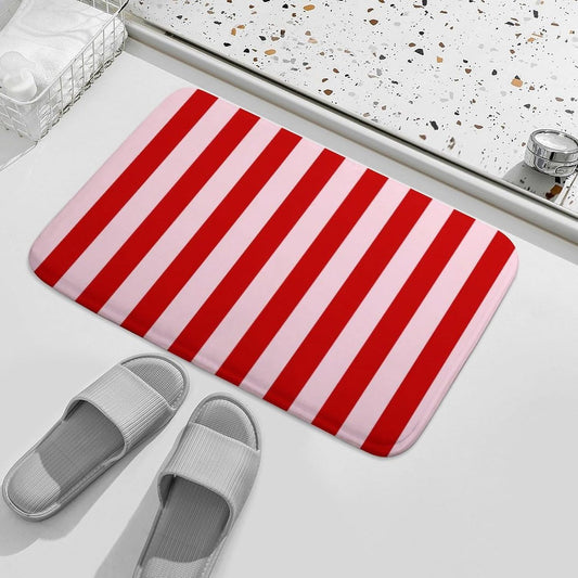 Luxury Bathroom Rug, Pink Red Classic Stripes Bath Mat Non Slip & Absorbent Bath Rug Carpets for Bathroom, 20 x 30inches