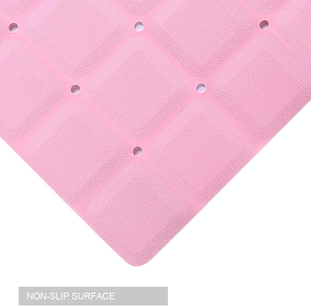Webos Bathtub Mat Non Slip Soft Rubber Bathroom Bath No Suction Cups for Textured Tub Silicone Shower Bath Tub Mat(Pink, 28-inch x 14-inch)