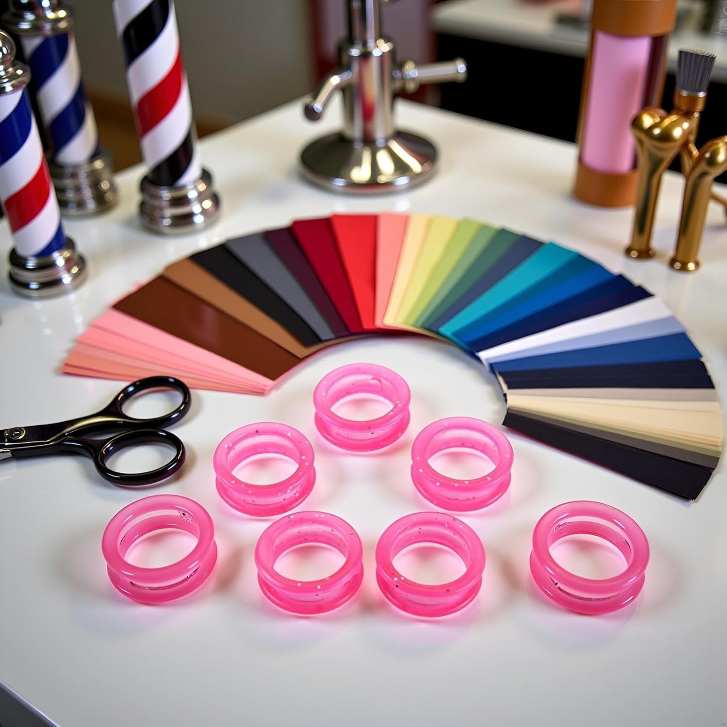 5Pcs Pink Silicone Scissors Finger Rings Grips Grooming Shear Thumb Inserts Finger Protector Ring for Barber Hair Cutting Scissors Pet Shears,Grooming