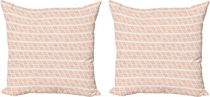 Ambesonne Peach Throw Pillow Cushion Cover Pack of 2, Pastel Abstract Simplistic Repetition of Continuous Stripes and Bars, Zippered Double-Side Digital Print Decor, 20", Off White Salmon