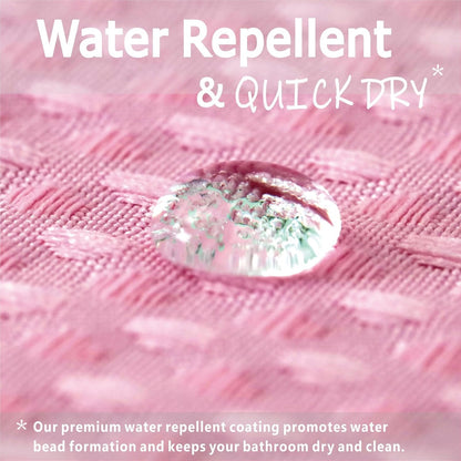 Pink Waffle Weave Shower Curtain: Heavy Duty Textured Fabric Shower Curtains for Girls Bathroom - 256 GSM Water Repellent Washable Thick Polyester Cloth Bath Curtain - 72x72