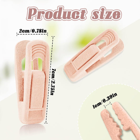 20 Pcs Velvet Hangers Clips, Non-Slip Clothes Hanger Clips Multi-Purpose Hanger Clips Strong Finger Flocked Clips for Pants Skirt Clothes Velvet Hanger (Pink)