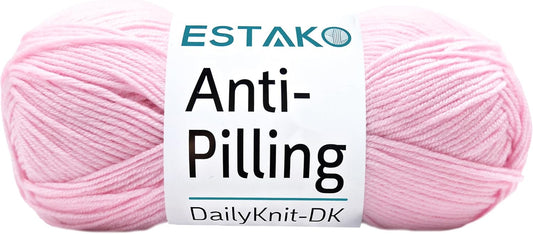 Estako DailyKnit-DK - 100% Anti-Pilling Acrylic Yarn - Soft DK Light Weight #3 - (3.52 oz / 273 Yds) - for Knitting & Crocheting (80300 - Baby Pink)
