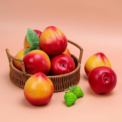 Gresorth 6pcs Artificial Peach Decoration Fake Nectarine Fruit Display Faux Lifelike Fruits Ornament Home Party Kitchen Christmas