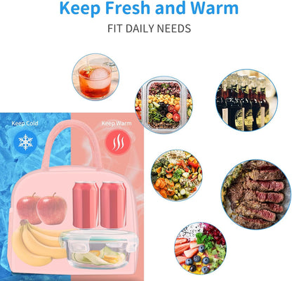 DALINDA Lunch Bag Lunch Box for Women Men, Insulated Lunch Bags Water-Resistant Cute Cooler Lunch Tote Bag, Reusable Large Capacity for Work Travel Picnic