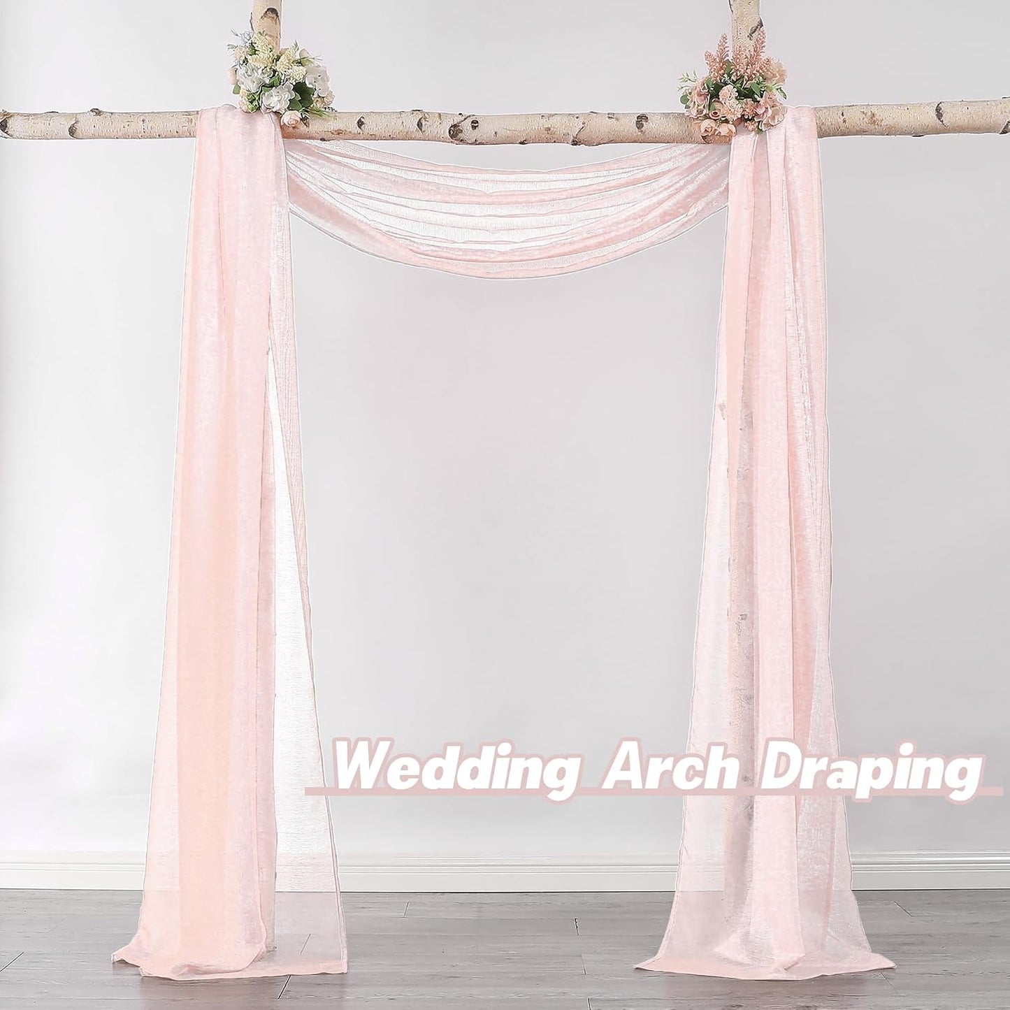 DONREN Peach Pink Sheer Window Scarf for Girls Party - Luxury Soft Semi Sheer Scarf for Wedding (1 Panel,52 Inch by 216 Inch Length)