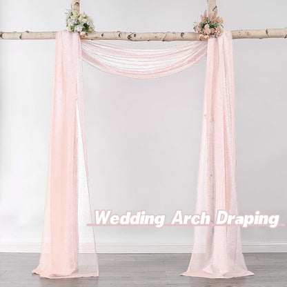DONREN Peach Pink Sheer Window Scarf for Girls Party - Luxury Soft Semi Sheer Scarf for Wedding (1 Panel,52 Inch by 216 Inch Length)