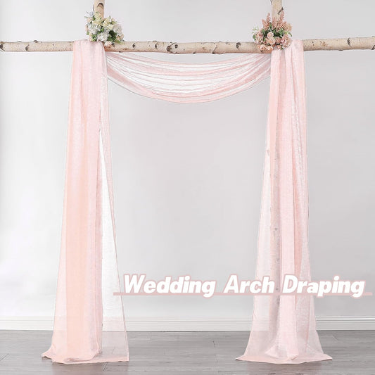DONREN Peach Pink Sheer Window Scarf for Girls Party - Luxury Soft Semi Sheer Scarf for Wedding (1 Panel,52 Inch by 216 Inch Length)