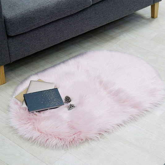 RosieLily Ultra Soft 2 x 3 Feet Faux Fur Area Rug, Fluffy Shaggy Sheepskin Pink Fuzzy Machine Washable Shag, Nursery Decor Throw Carpet for Bedroom, Kids Room, Living Room