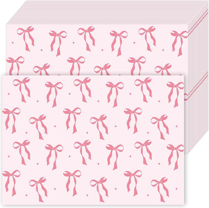 FYSUIMU 50Pcs Pink Bow Paper Placemats Cute Coquette Bow Dinner Mats Disposable Table Mats for Wedding Baby Shower Birthday Bachelorette Party Table Setting