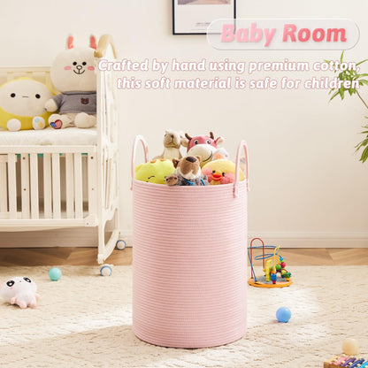 Artfeel Laundry Basket,Woven Cotton Rope Laundry Hamper,60L for Decorative Storage of Dirty Clothes,Toys and Blankets in Bathroom,Baby Room and Living Room