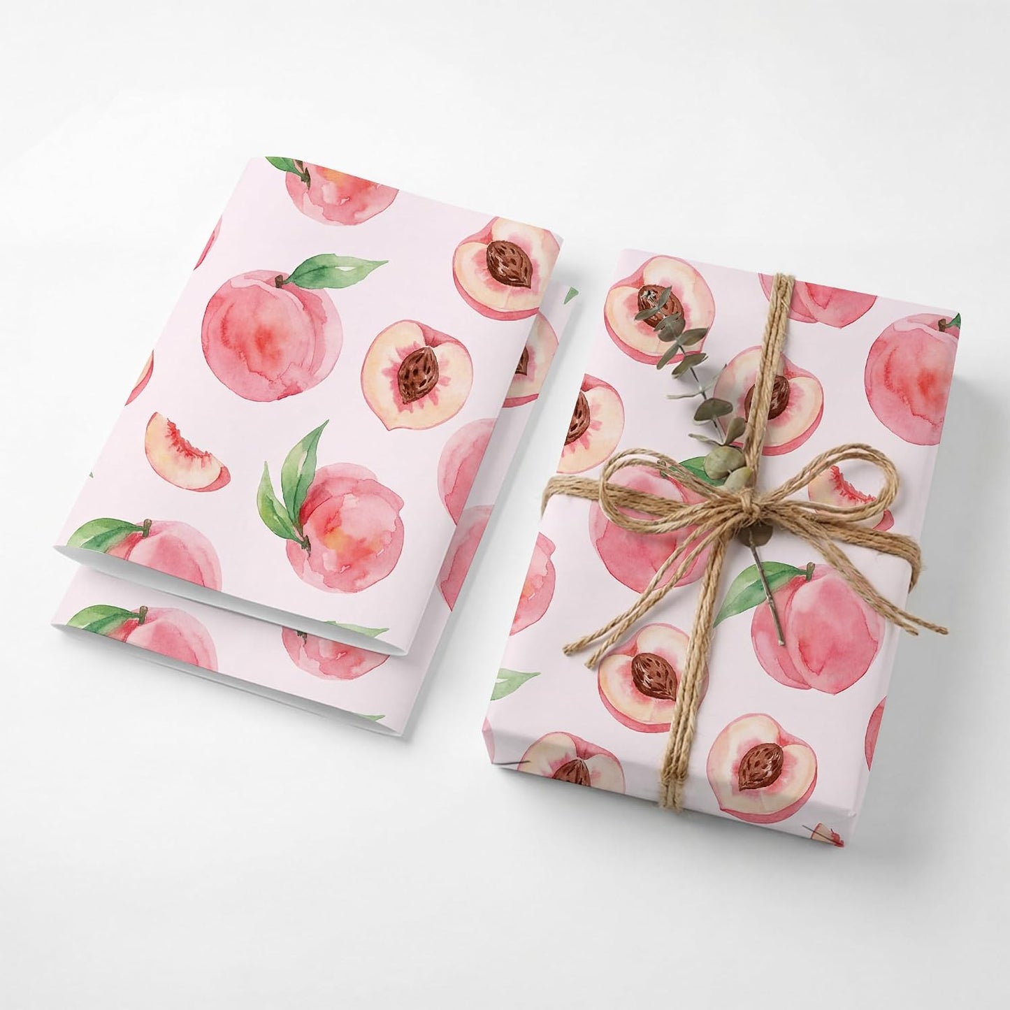 SHSEEN Pink Peach Wrapping Paper, 19.6 x 27.5 in, 2 Sheets | Pink Peach design, 19.6 x 27.5 in, 2 sheets, 120gsm folded kraft paper for birthday.