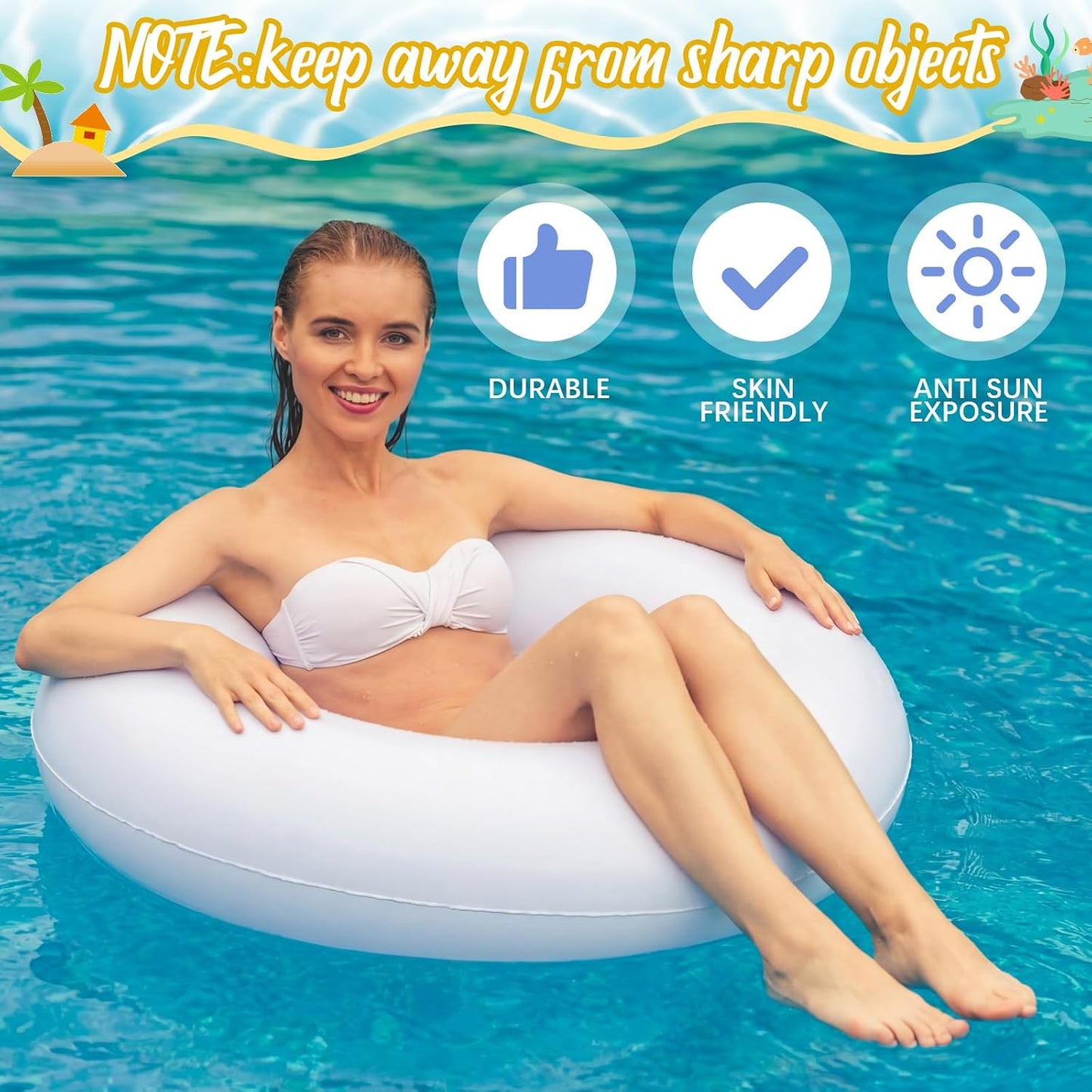 Arrowbash 8 Pcs 28 Inch Swimming Pool Floats for Adults, Inflatable Pool Float Tubes Bulk, Women & Men Swimming Ring Floaties for Beach Party Decoration River Lake Summer Vacation Holiday