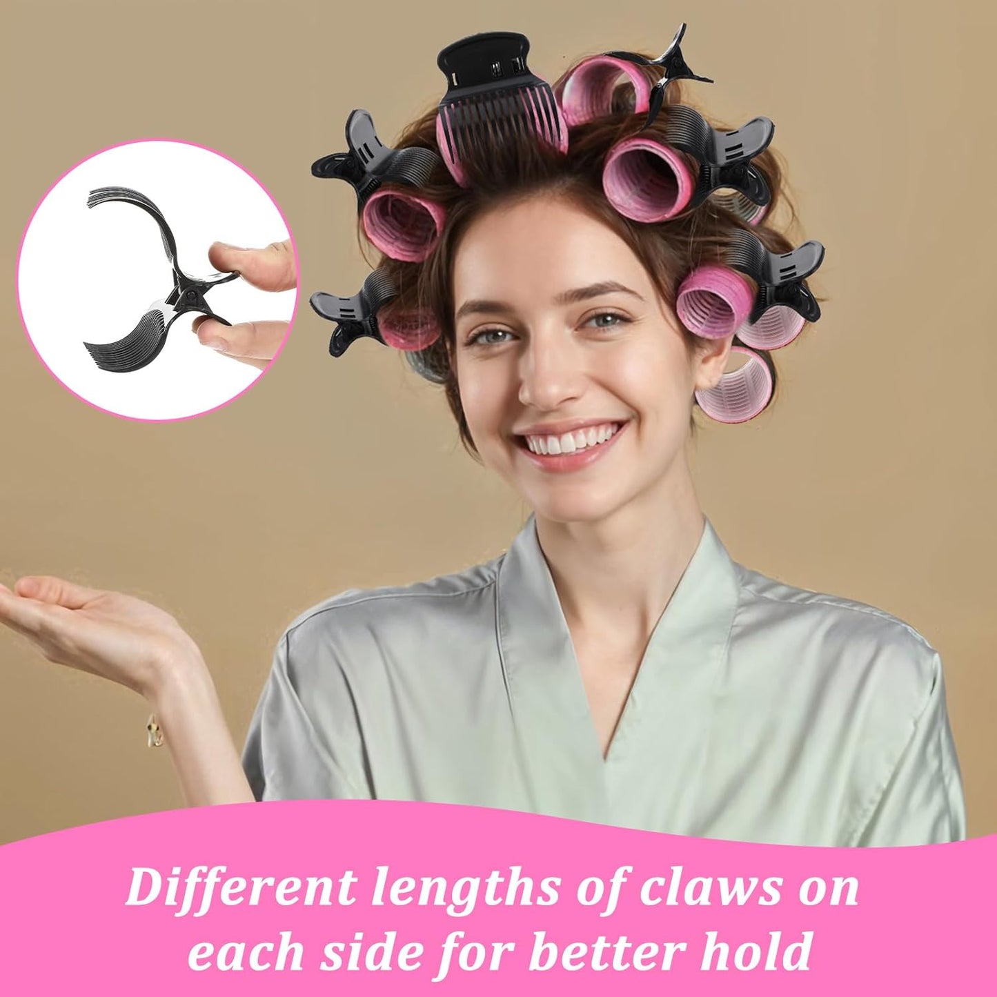 8 Sets Hot Roller Clips Versatile Hair Roller Clamps Curler Claw Replacement Clip Hair Section Styling Tool Set for Women Girls Effortless Curls Waves