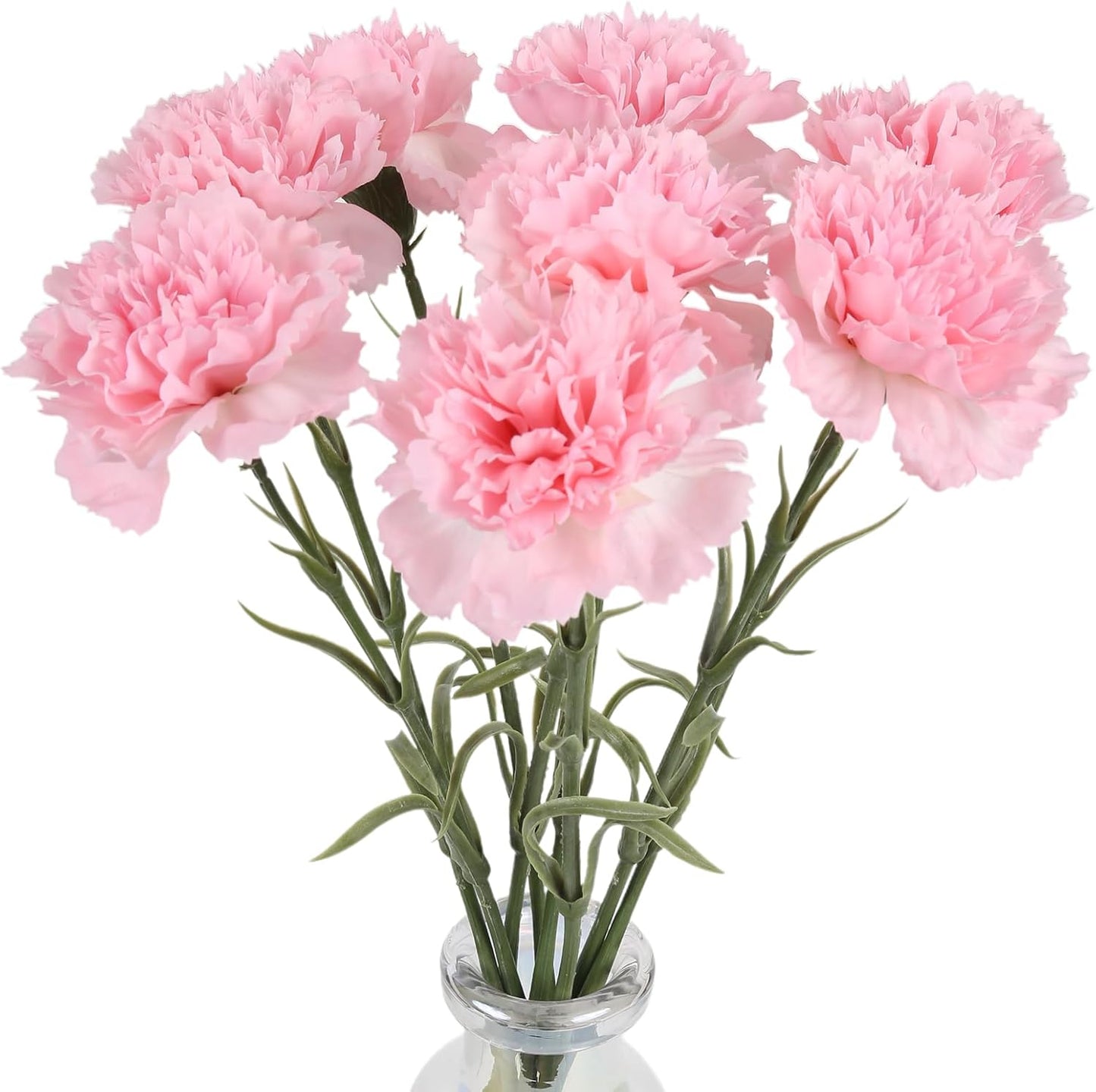 IPOPU Pink Carnations Artificial Flowers 8pcs Real Touch Carnation Flowers Silk Flowers with Stems for Wedding Bouquets for Bridal Home Table Centerpieces Floral Arrangements (Pink)