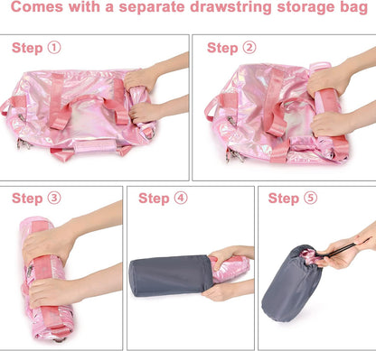 Gym Bag Sports Duffle Bag with Wet Pocket Weekender Overnight Bags with Waterproof Shoe Compartment for Girls Kids Women Travel Dance Yoga Workout Bags (Pink)