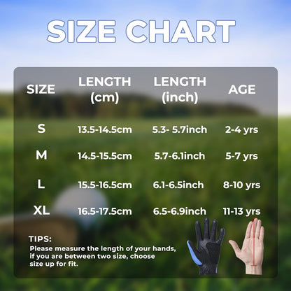 AIGEVTURE Golf Gloves Kids Junior Toddlers Left Hand Children's Premium Youth Golf Gloves Boys Girls