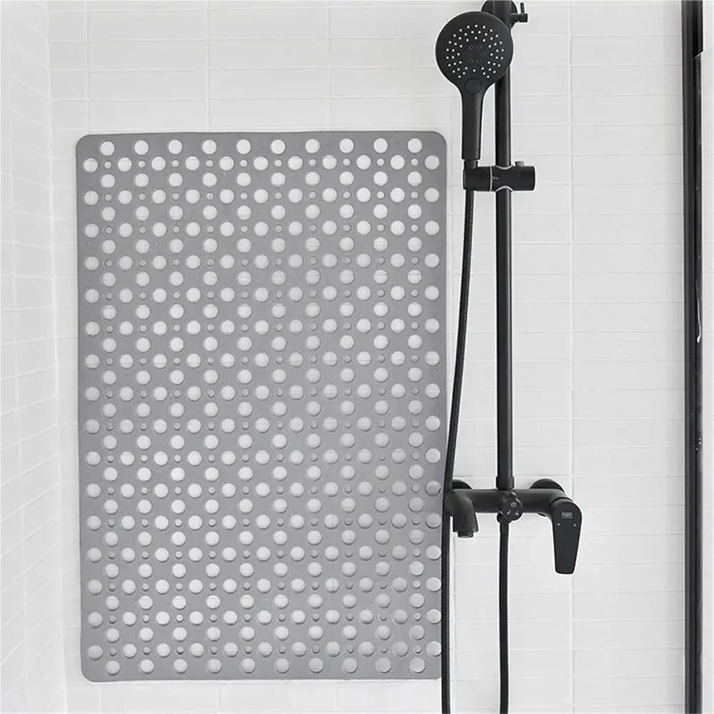 Non-Slip Bath Mat with Drain Holes and Suction Cups - Easy Clean Bathroom Accessory(70x38cm Pink)