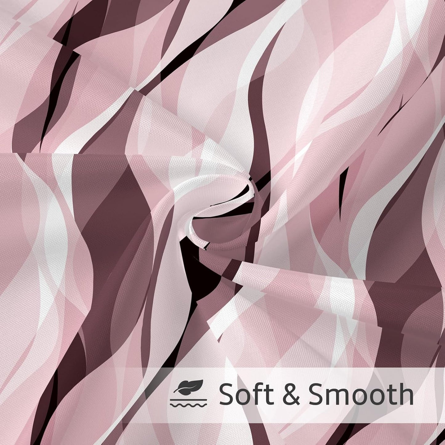 Litabel Pink Black Wavy Ombre Shower Curtain with Luxury Striped Design, Waterproof Quick-Dry Fabric, Modern Abstract Bathroom Curtain Set with 12 Hooks, 72x72 Inches