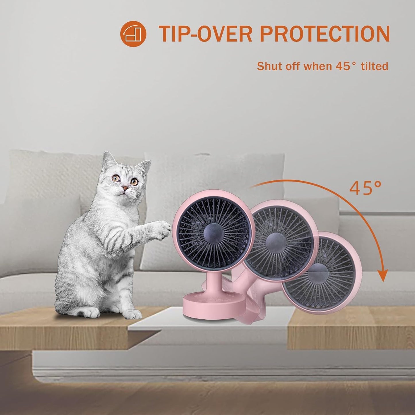 Space Heater,Small Space Heater,1200W Desk Heater for Office,160° Lateral Auto Oscillating,3 Gears Adjustable,PTC Ceramic Heating,Tip-over & Overheat Protection,Fast Heating, Hot And Cold Air Pink