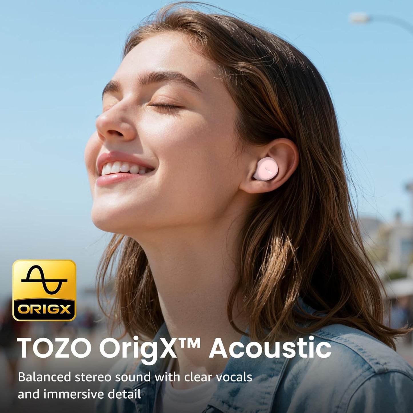TOZO A1 Wireless Earbuds Bluetooth 5.3 Light Weight in Ear IPX5 Waterproof Headphones 2 Mic for AI Calls, Immersive Premium Sound Bass Headset with Charging Case, 32 Presets EQ Customization via App