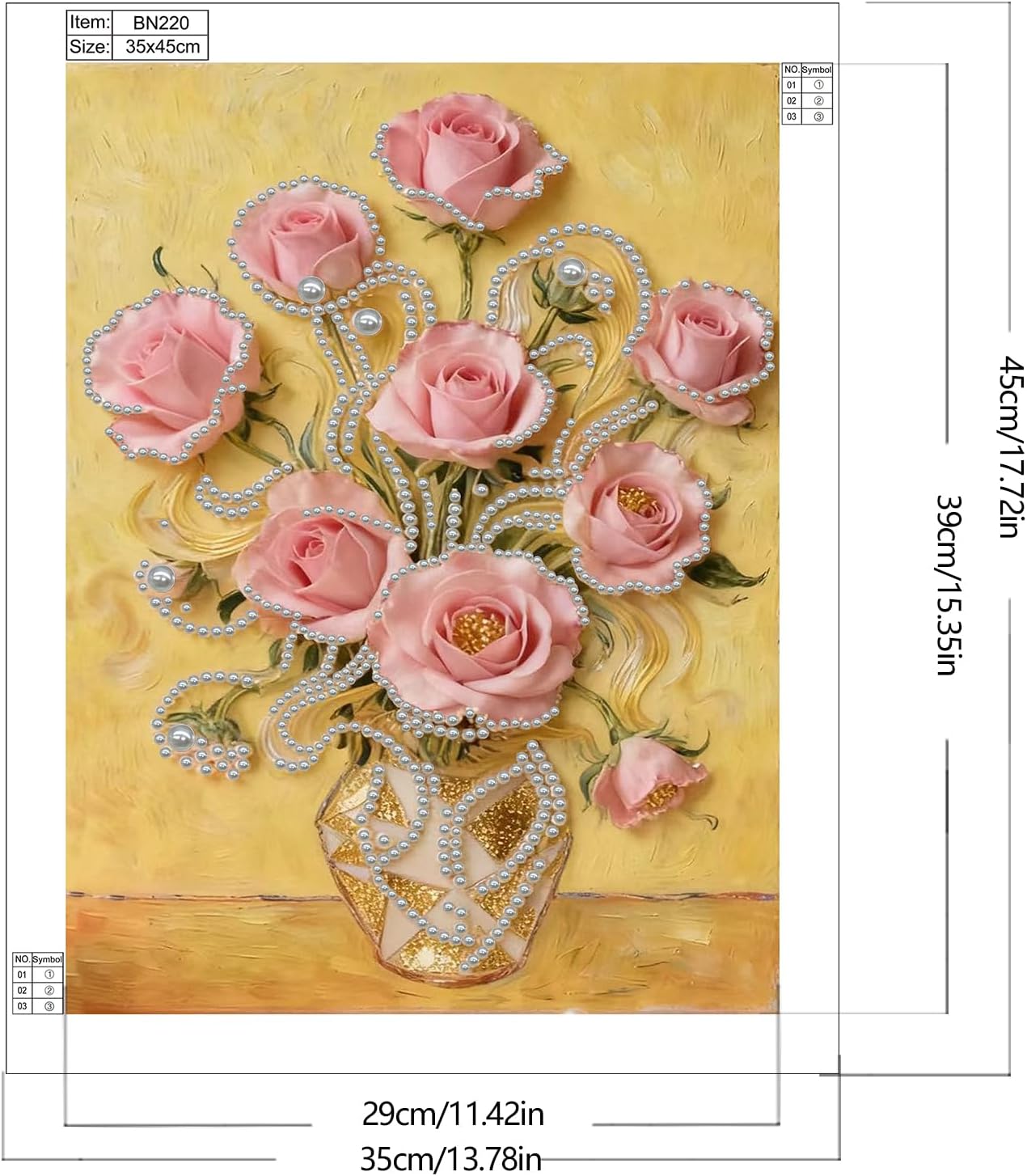 Pink Rose DIY Pearl Painting Art Kits Without Frame 30x40cm for Home Wall Decor