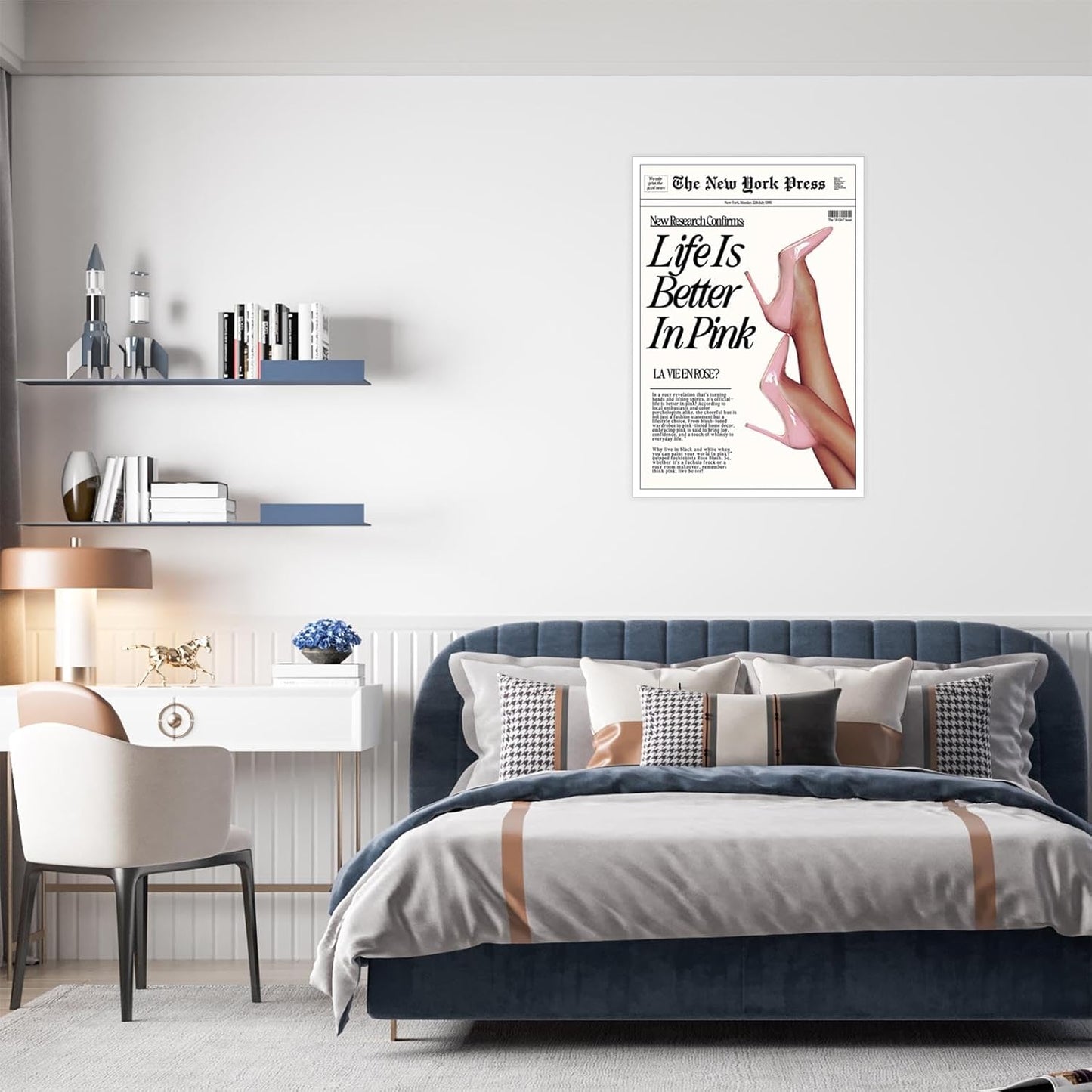 Trendy Baby Pink Poster Funny 70s Posters The New York Press Wall Art Life Is Better in Pink Hot Girl Canvas Prints Preppy Aesthetic Decor for Cool Girly Bedroom Room Home Dorm 8x12inch Unframed