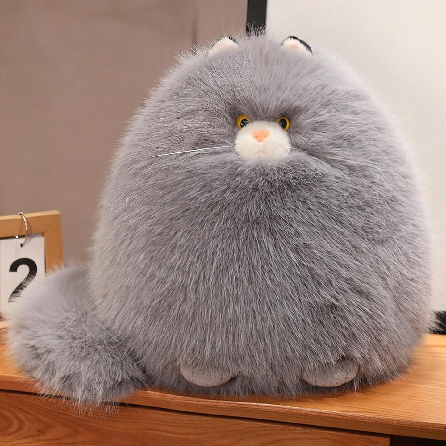 PEACH CAT Fat Cat Stuffed Animal 11.8" Big Kitten Plushies Cute Plush Toys Birthday Gifts for Kids Grey