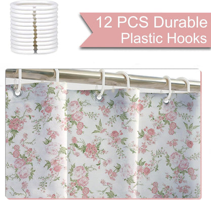 Mocsicka Floral Shower Curtain Pink Flowers Bathroom Shower Curtain Spring Pink Floral Waterproof Fabric Shower Curtains Bathtub Decor with 12 Hooks 72 X 72 Inch (Pink)