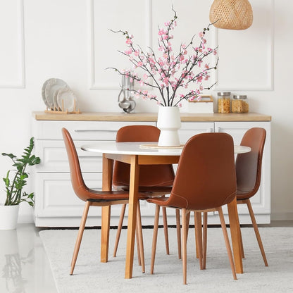 Artificial Pink Cherry Blossom Branches 3Pcs 37.8" Faux Silk Cherry Blossom, Fake Flowers with Leaves Bouquet Decorations for Home Living Room Bedroom Table Centerpiece Vase Wedding Decor