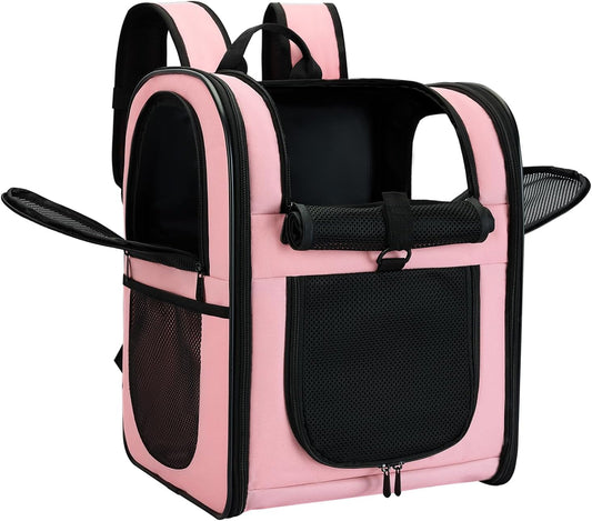 Apollo Walker Dog & Cat Carrier Backpack for 4-18lb Pets - Ventilated Safe Design with Padded Back Support, Breathable Mesh Pet Backpack for Hiking, Travel, Outdoor (Pink)