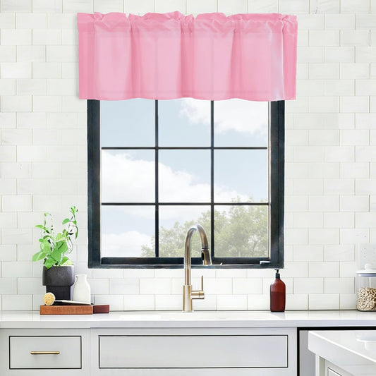 Hiasan Valance Curtains for Kitchen, Living Room, Basement, and Bathroom Windows, Small Window, Farmhouse Solid Short Topper, Short Rod Pocket Curtain Panels - 52 x 18 Inches, Light Pink, 1 Panel