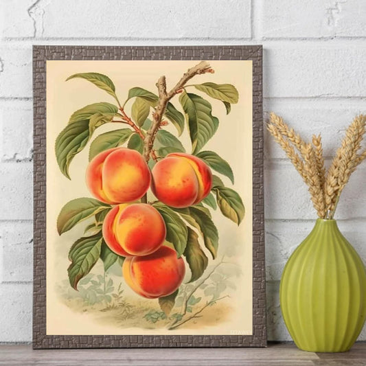 Poster Wall Art Picture Vintage Wild Peach Print Cottagecore Peach Painting Living Room and Bedroom Office Decoration 12x16inch Without Frame