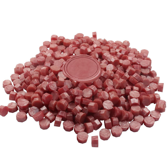 Bonsicoky 600 Pack Pink Wax Seal Beads, Octagon Shape Beads Wax Pellets for Sealing Stamps, Decorative Embellishment for Wedding, Envelope Security Seal, Creative Handmade Craft Projects