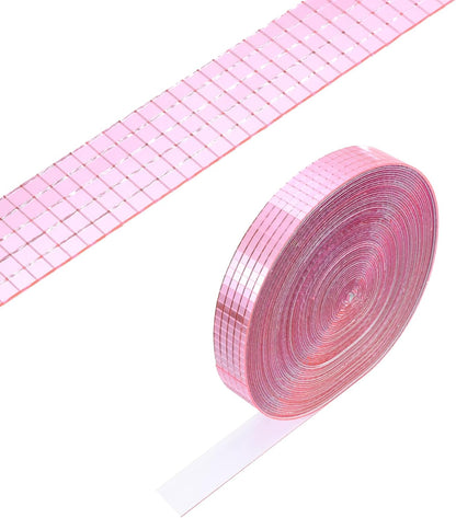 PATIKIL 5x5mm Self Adhesive Mirrors Mosaic Tiles, 15000 Pcs Square Mini Glass Mosaic Disco Tile Sticker for DIY Craft Disco Ball Party Decoration, Pink